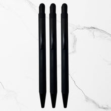 BallPenBazaar’s Stylus Matte Black Ball Pens (Pack of 3) – Glossy Black Clip | Click Mechanism | Smooth Blue Ink | Premium Metal Body Writing Pens for Office, School & Corporate Gifting