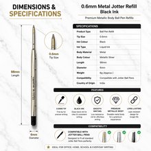 Metal Jotter Refills – 0.6mm Point Black Ink Set of 3