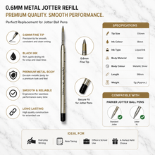 Metal Jotter Refills – 0.6mm Point Black Ink Set of 3