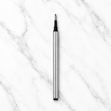 Ballpen Bazaar 0.8 MM Roller Pen Refills Black Ink Plastic Silver Body Pack of 6 Smooth Writing Replacement Refills
