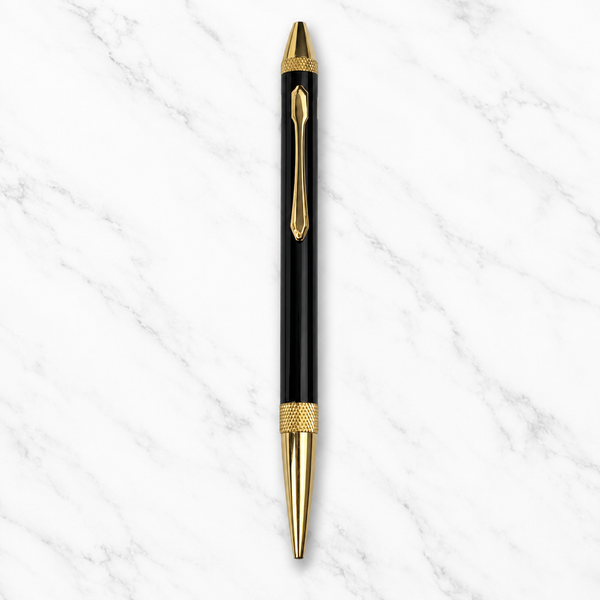 Ballpen Bazaar 2 in 1 Dual Ink Ball Pen Black Gold Grip Blue Red Ink