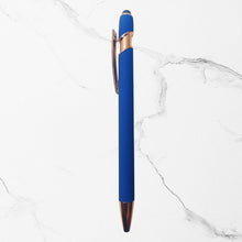 Stylus Matte Blue Ball Pen with Rose Gold Clip | Click Mechanism