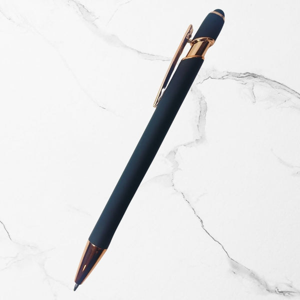 Ballpen Bazaar – 3 Pcs Matte Black Body Ball Pen Set with Glossy Black Clip | Click Mechanism | Smooth Blue Ink | Premium Writing Pens for Office & Gifting