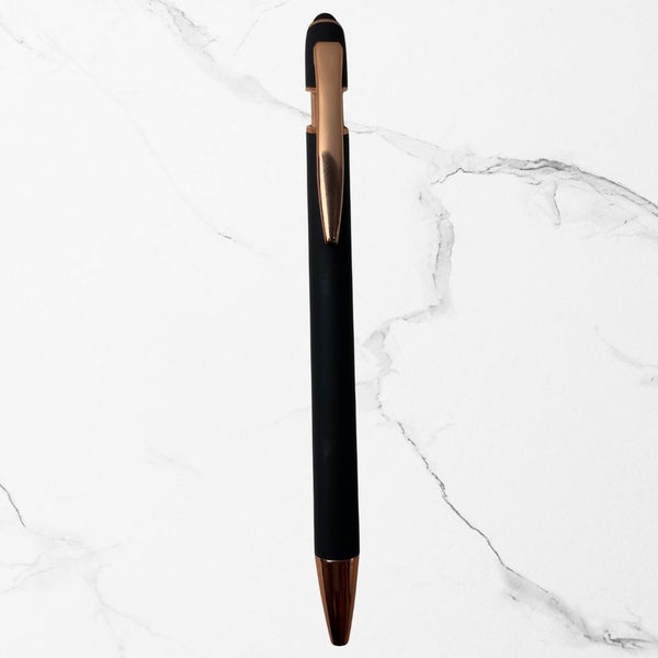 Ballpen Bazaar – 3 Pcs Matte Black Body Ball Pen Set with Glossy Black Clip | Click Mechanism | Smooth Blue Ink | Premium Writing Pens for Office & Gifting