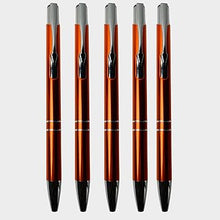 Ballpen Bazaar 5 Pcs Metallic Glossy Orange Ball Pen Set | Silver Clip | Smooth Click Mechanism | Premium Blue Ink Writing Pens