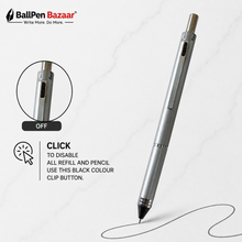 Ballpen Bazaar 5 in 1 Multi Ink Pen with Pencil |Matte Black Click Pen