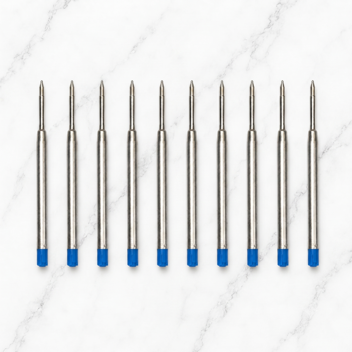 Blue ink metal jotter refill for compatible ball pens