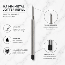 Ballpen Bazaar  Ballpen Bazaar 0.6 MM Metal Jotter Refill Black Ink Compatible Smooth Writing Pen Refill Pack of 2 with Name Engraving
