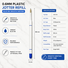 Ballpen Bazaar  Ballpen Bazaar 0.7 MM Plastic Jotter Blue Ink Refills Set of 20 | Smooth Writing Ball Pen Refills with Name Engraving