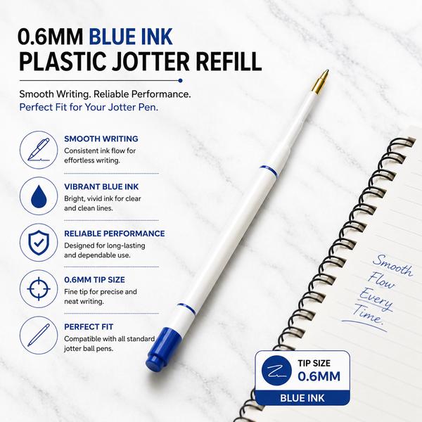 Ballpen Bazaar  Ballpen Bazaar 0.7 MM Plastic Jotter Blue Ink Refills Set of 20 | Smooth Writing Ball Pen Refills with Name Engraving