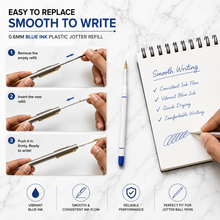 Ballpen Bazaar  Ballpen Bazaar 0.7 MM Plastic Jotter Blue Ink Refills Set of 20 | Smooth Writing Ball Pen Refills with Name Engraving