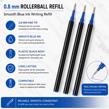 Ballpen Bazaar  Ballpen Bazaar 0.8 MM Plastic Roller Refill Blue Ink | Smooth Writing Roller Pen Refills | Blue Ink Replacement Refills | 3 Pcs Pack with Name Engraving