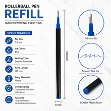 Ballpen Bazaar  Ballpen Bazaar 0.8 MM Plastic Roller Refill Blue Ink | Smooth Writing Roller Pen Refills | Blue Ink Replacement Refills | 3 Pcs Pack with Name Engraving