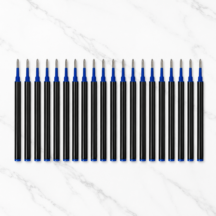Ballpen Bazaar  Ballpen Bazaar 0.8 MM Plastic Roller Refill Blue Ink – Smooth Writing Roller Pen Refills, Fine Point Replacement Ink Refills for Roller Pens, Blue Ink, Pack of 20 with Name Engraving