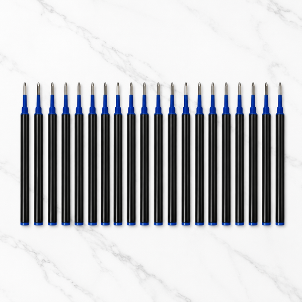 Ballpen Bazaar  Ballpen Bazaar 0.8 MM Plastic Roller Refill Blue Ink – Smooth Writing Roller Pen Refills, Fine Point Replacement Ink Refills for Roller Pens, Blue Ink, Pack of 20 with Name Engraving