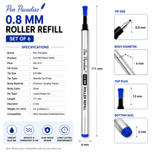 Ballpen Bazaar  Ballpen Bazaar 0.8 MM Roller Blue Ink Refill Plastic Silver Body Smooth Writing Pen Refill Pack of 6 with Name Engraving