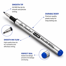 Ballpen Bazaar  Ballpen Bazaar 0.8 MM Roller Blue Ink Refill Plastic Silver Body Smooth Writing Pen Refill Pack of 6 with Name Engraving