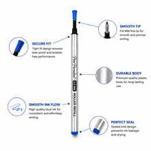 Ballpen Bazaar  Ballpen Bazaar 0.8 MM Roller Blue Ink Refill Plastic Silver Body Smooth Writing Pen Refill Pack of 6 with Name Engraving
