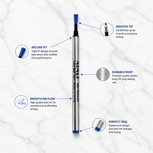 Ballpen Bazaar  Ballpen Bazaar 0.8 MM Roller Blue Ink Refill Plastic Silver Body Smooth Writing Pen Refill Pack of 6 with Name Engraving