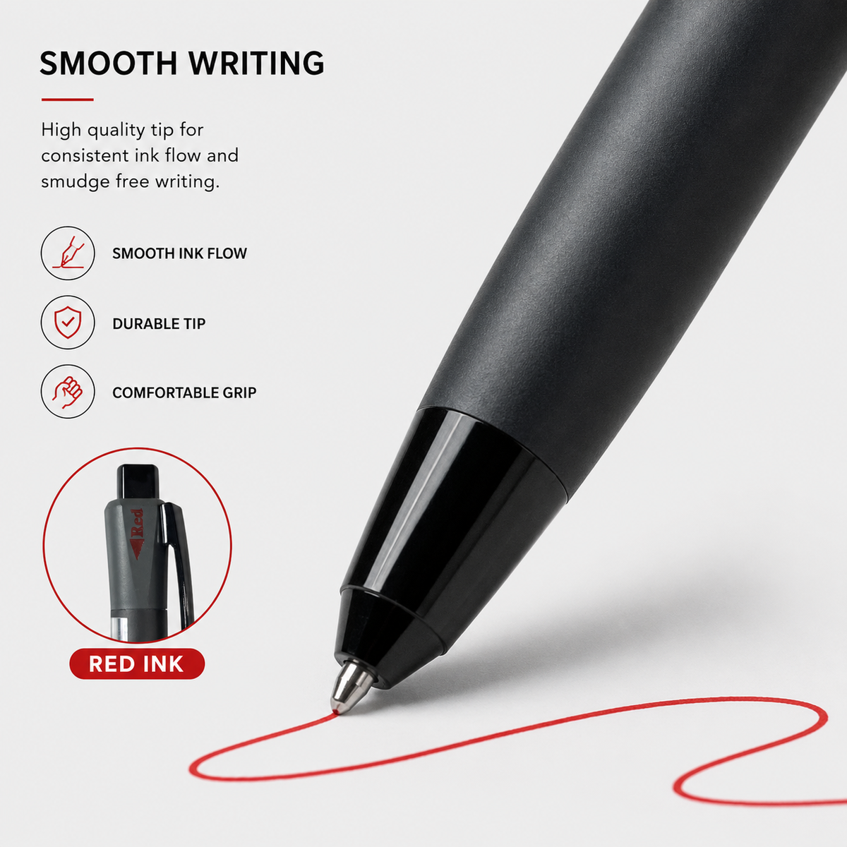 Ballpen Bazaar  Ballpen Bazaar 3 in 1 Multi Ink Matt Black Ball Pen with Black Clip | Click Mechanism | Blue, Black & Red Ink | 3 Free Refills | Pack of 1 with Name Engraving