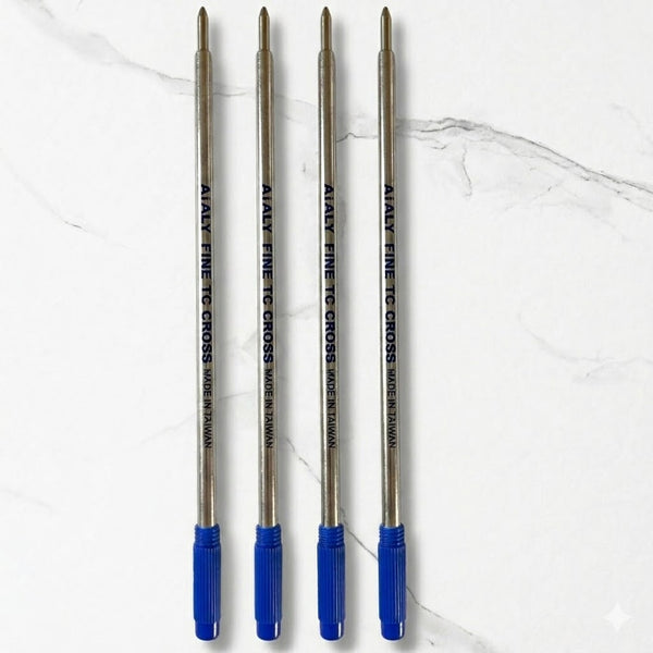 Ballpen Bazaar  Ballpen Bazaar Cross Compatible 1 MM Blue Ink Refill Set of 4 | Smooth Writing Ball Pen Refills | Long Lasting Blue Ink Replacement with Name Engraving