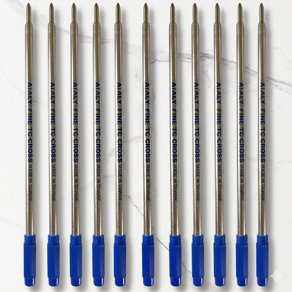 Ballpen Bazaar  Ballpen Bazaar Cross Compatible 1mm Blue Ink Refill Pack of 10 | Smooth Writing Replacement Refill for Metal Ball Pens with Name Engraving