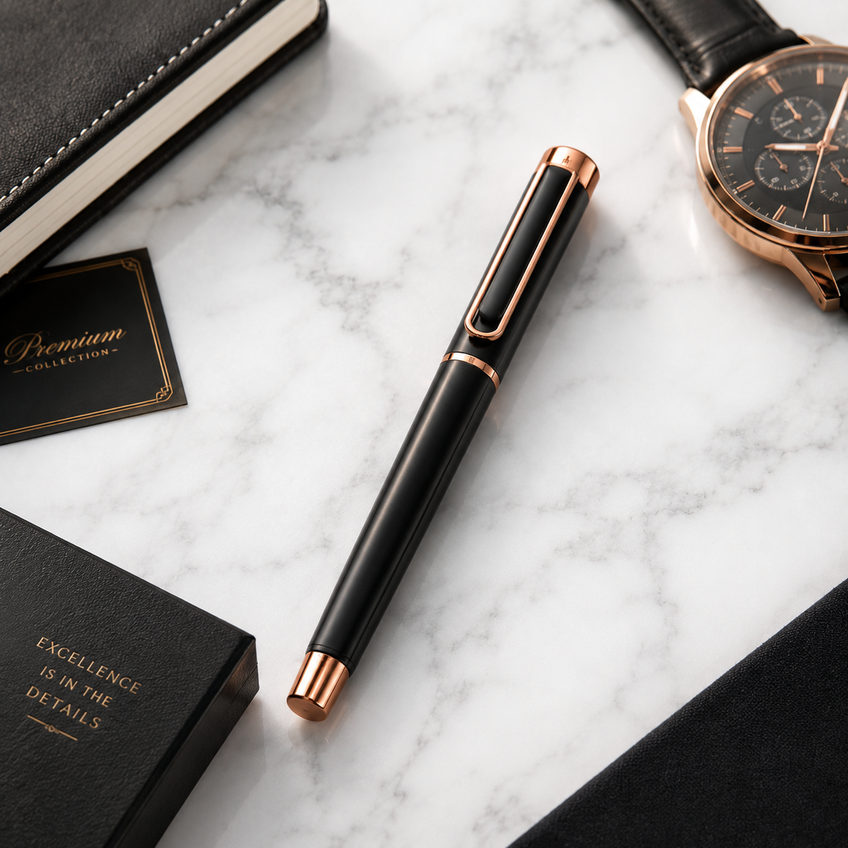 Ballpen Bazaar  Ballpen Bazaar Matt Black Ball Pen with Black Cap & Copper Clip | Openable Metal Ball Pen | Blue Ink | 1 Pen with 1 Extra Blue Refill | Premium Executive Writing Pen with Name Engraving