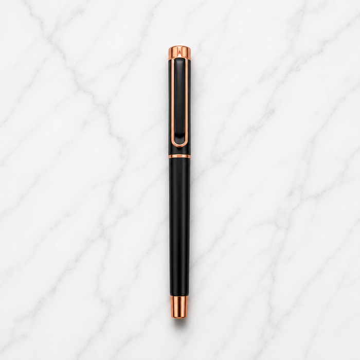 Ballpen Bazaar  Ballpen Bazaar Matt Black Ball Pen with Black Cap & Copper Clip | Openable Metal Ball Pen | Blue Ink | 1 Pen with 1 Extra Blue Refill | Premium Executive Writing Pen with Name Engraving