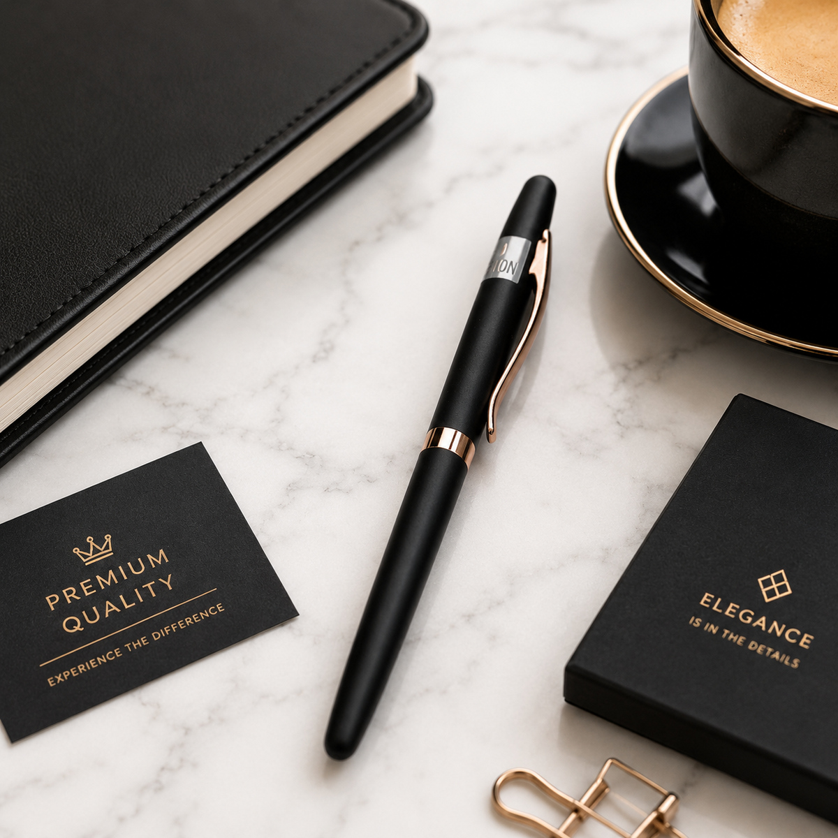 Ballpen Bazaar  Ballpen Bazaar Matt Black Ball Pen with Black Cap & Copper Clip | Openable Metal Ball Pen | Blue Ink | 1 Pen with 1 Extra Blue Refill | Premium Writing Pen with Name Engraving