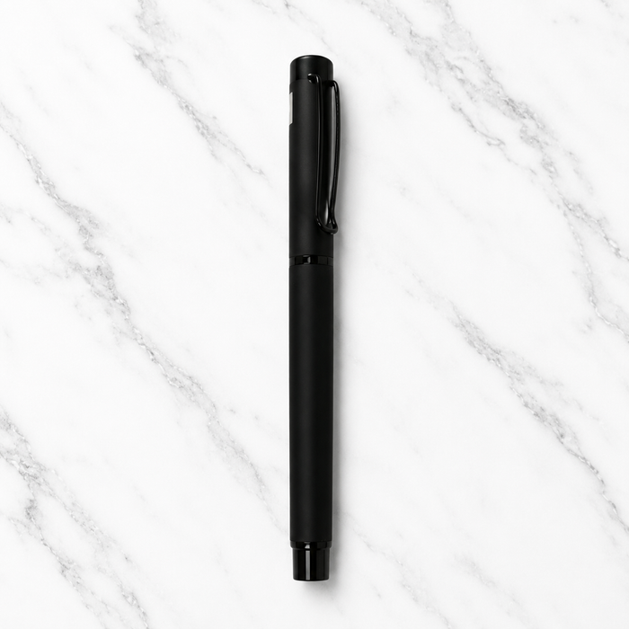 Ballpen Bazaar  Ballpen Bazaar Matt Black Ball Pen with Black Cap | Openable Mechanism | Blue Ink | Premium Metal Pen | 1 Pen with 1 Free Blue Refill with Name Engraving