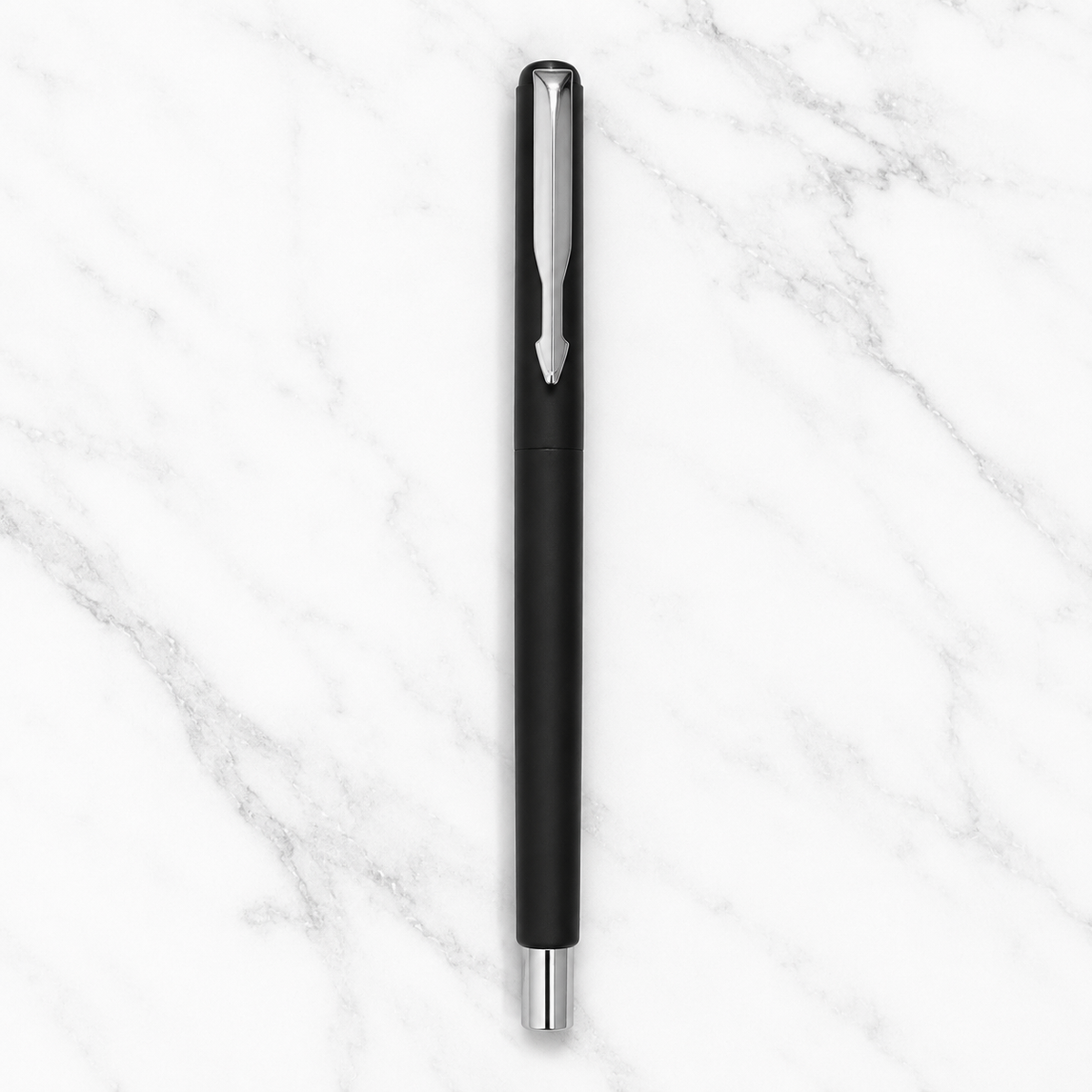 Ballpen Bazaar  Ballpen Bazaar Matt Black Ball Pen with Black Cap and Silver Clip | Openable Metal Pen | Blue Ink | 1 Pen with 1 Extra Blue Refill | Premium Writing Pen with Name Engraving