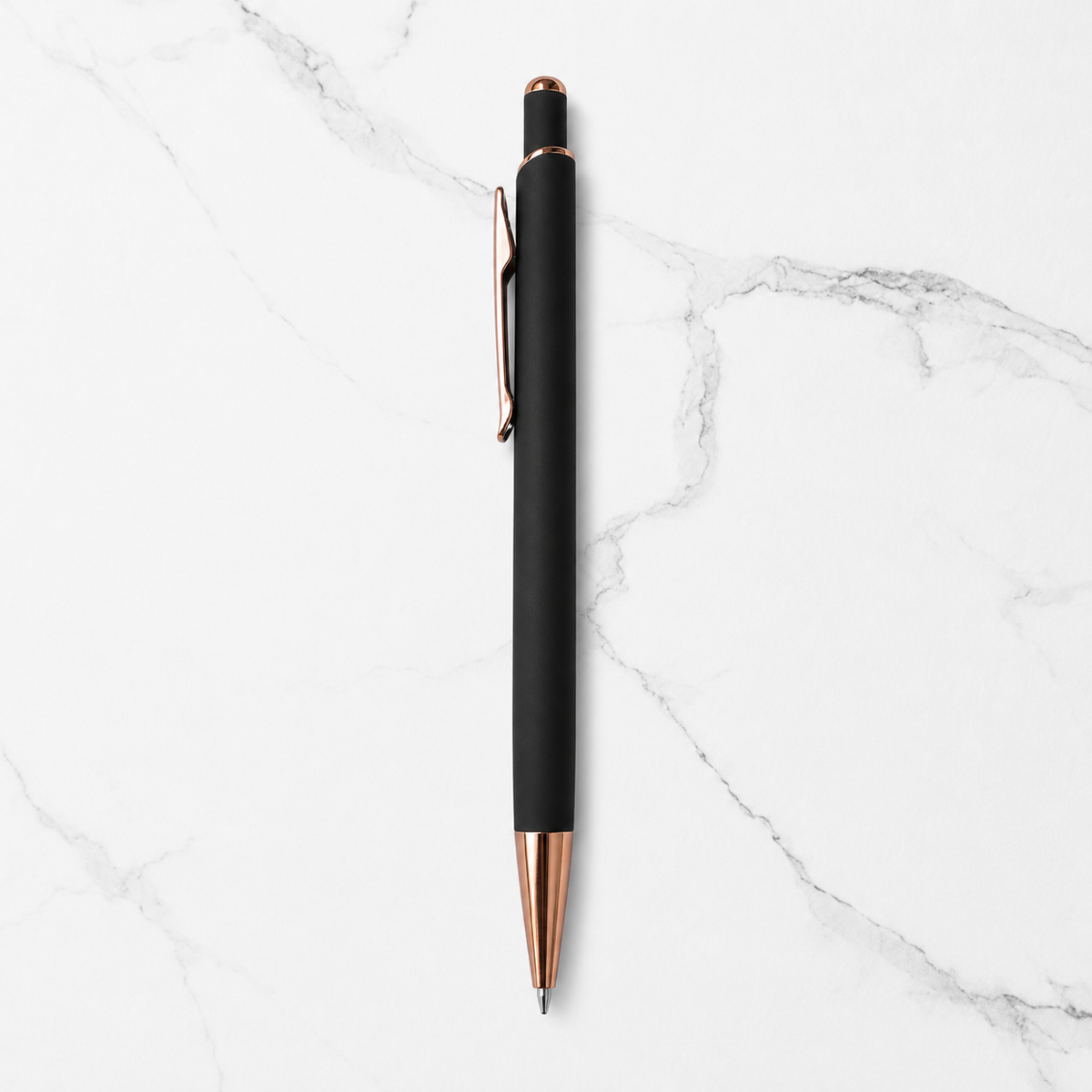 Ballpen Bazaar  Ballpen Bazaar Matt Black Ball Pen with Copper Clip | Click Mechanism | Blue Ink | Premium Metal Pen | 1 Pen with 1 Extra Blue Refill | Executive Gift Pen with Name Engraving