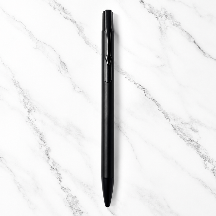 Ballpen Bazaar  Ballpen Bazaar Matt Black Ball Pen with Glossy Black Clip Click Mechanism Blue Ink | 1 Pen + 1 Extra Refill with Name Engraving