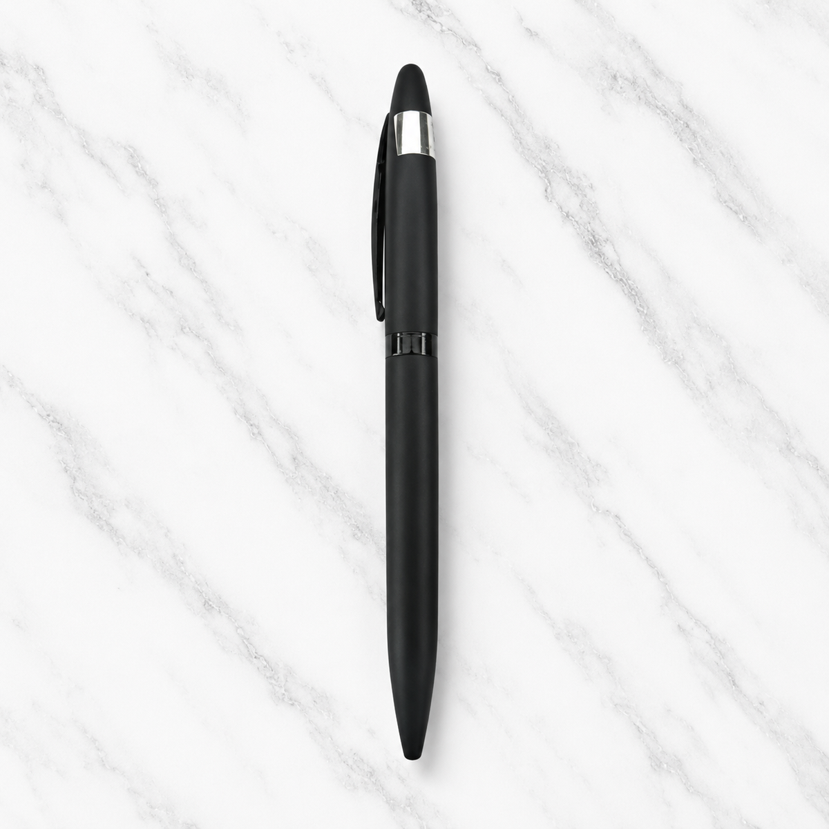 Ballpen Bazaar  Ballpen Bazaar Matt Black Ball Pen with Glossy Black Clip Twist Mechanism Blue Ink | 1 Pen + 1 Extra Refill with Name Engraving
