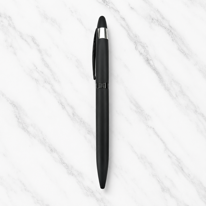 Ballpen Bazaar  Ballpen Bazaar Matt Black Ball Pen with Glossy Black Clip Twist Mechanism Blue Ink | 1 Pen + 1 Extra Refill with Name Engraving
