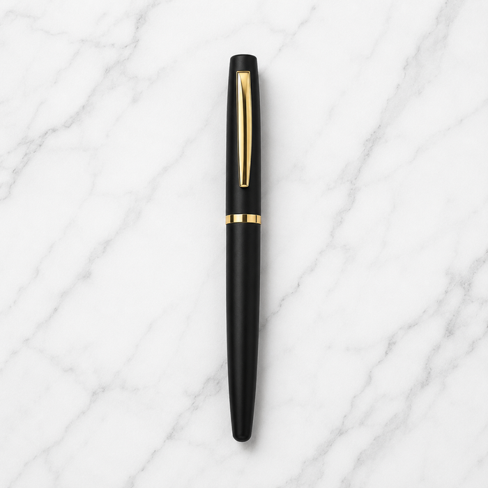 Ballpen Bazaar  Ballpen Bazaar Matt Black Ball Pen with Gold Clip | Openable Cap Metal Pen | Blue Ink | Premium Executive Writing Pen | 1 Pen with 1 Extra Free Blue Refill with Name Engraving