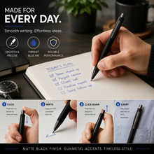 Ballpen Bazaar  Ballpen Bazaar Matt Black Ball Pen with Gunmetal Clip | Click Mechanism | Blue Ink | Premium Metal Pen | 1 Pen with 1 Free Extra Refill with Name Engraving