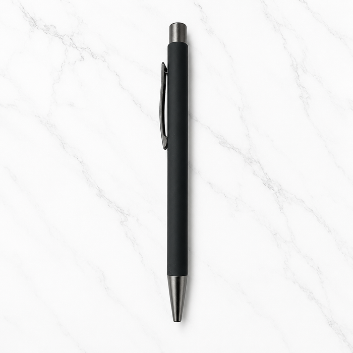 Ballpen Bazaar  Ballpen Bazaar Matt Black Ball Pen with Gunmetal Clip | Click Mechanism | Blue Ink | Premium Metal Pen | 1 Pen with 1 Free Extra Refill with Name Engraving