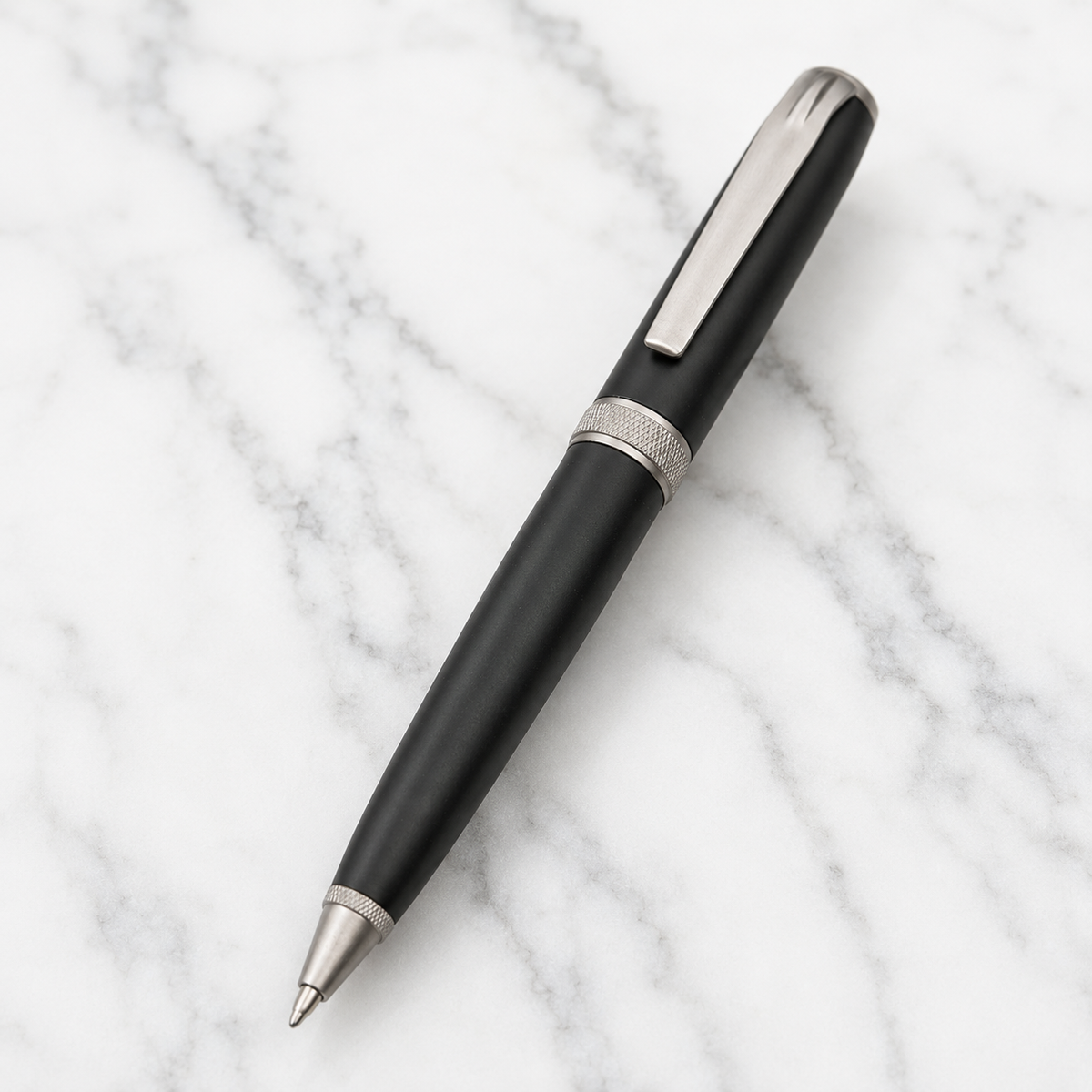 Ballpen Bazaar  Ballpen Bazaar Matt Black Ball Pen with Gunmetal Clip | Twist Mechanism | Blue Ink | Premium Metal Executive Pen | 1 Pen with 1 Extra Blue Refill | Pack of 1 with Name Engraving