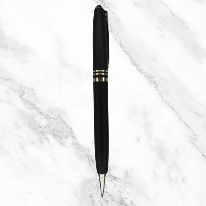 Ballpen Bazaar  Ballpen Bazaar Matt Black Ball Pen with Silver Clip Twist Mechanism Blue Ink | 1 Pen + 1 Extra Refill with Name Engraving