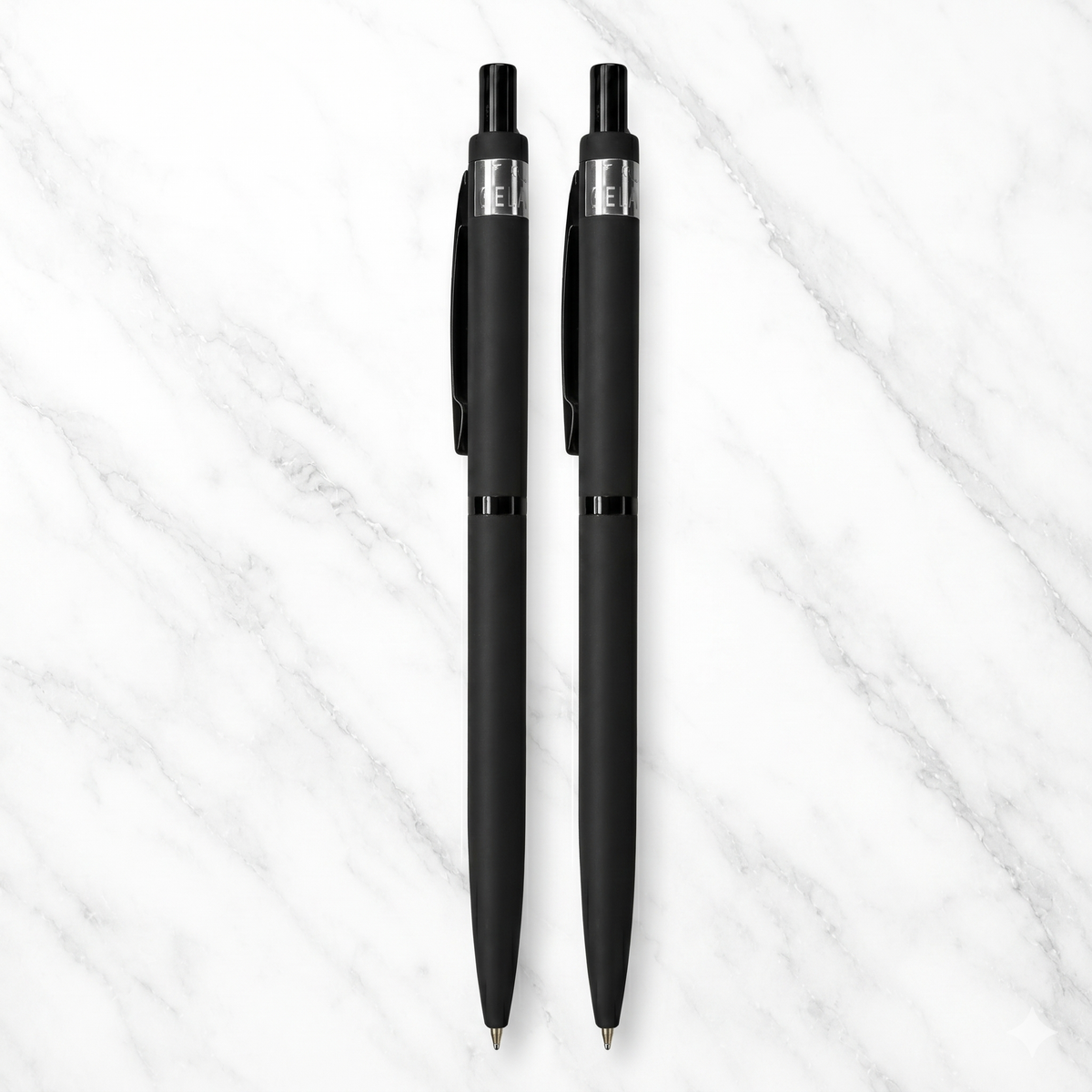 Ballpen Bazaar  Ballpen Bazaar Matt Black Click Ball Pen Set of 2 with 2 Extra Blue Refills | Black Glossy Clip | Premium Metal Pen with Name Engraving