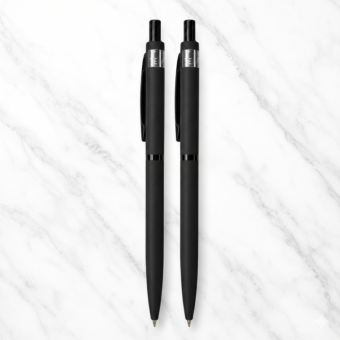 Ballpen Bazaar  Ballpen Bazaar Matt Black Click Ball Pen Set of 2 with 2 Extra Blue Refills | Black Glossy Clip | Premium Metal Pen with Name Engraving