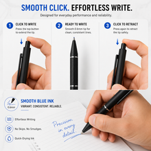 Ballpen Bazaar  Ballpen Bazaar Matt Black Designer Ball Pen with Black Grip & Black Clip | Click Mechanism | Smooth Blue Ink Writing Pen | Executive Everyday Ballpoint Pen with Name Engraving