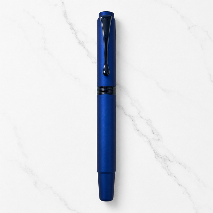 Ballpen Bazaar  Ballpen Bazaar Matt Blue Ball Pen with Blue Cap & Glossy Blue Clip | Openable Metal Pen | Blue Ink | 1 Pen with 1 Free Blue Refill with Name Engraving