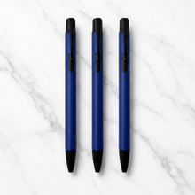 Ballpen Bazaar  Ballpen Bazaar Matt Blue Body Ball Pen Set of 3 with Glossy Black Clip Click Mechanism Blue Ink Includes 3 Extra Refills with Name Engraving