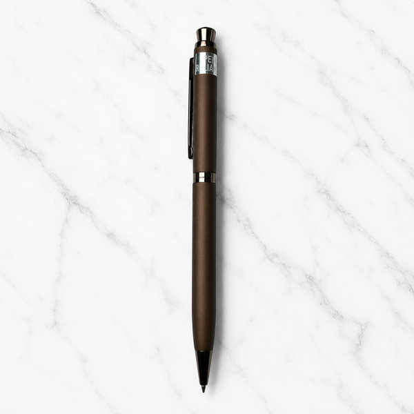 Ballpen Bazaar  Ballpen Bazaar Matt Brown Ball Pen with Brown Clip & White Diamond Top | Twist Mechanism | Blue Ink | Premium Metal Executive Pen | 1 Pen with 1 Extra Blue Refill | Gift Pen with Name Engraving