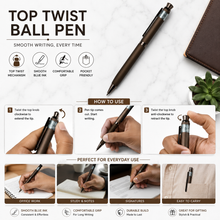 Ballpen Bazaar  Ballpen Bazaar Matt Brown Ball Pen with Brown Clip & White Diamond Top | Twist Mechanism | Blue Ink | Premium Metal Executive Pen | 1 Pen with 1 Extra Blue Refill | Gift Pen with Name Engraving