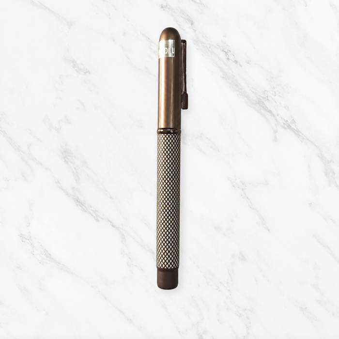 Ballpen Bazaar  Ballpen Bazaar Matt Coffee Ball Pen with Magnetic Cap, White Design, Black Ink, 1 Pen with Extra Refill with Name Engraving