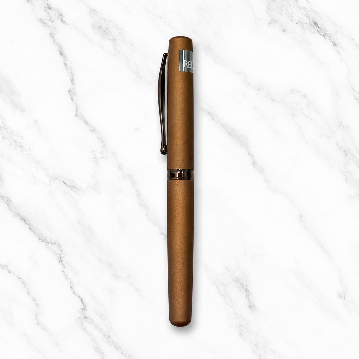Matt Coffee Openable Ball Pen with Brown Clip – Blue Ink product view 1