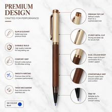Ballpen Bazaar  Ballpen Bazaar Matt Cream and Brown Dual Colour Body Ball Pen with Glossy Brown Clip Twist Mechanism Blue Ink | 1 Pen with 1 Extra Refill with Name Engraving
